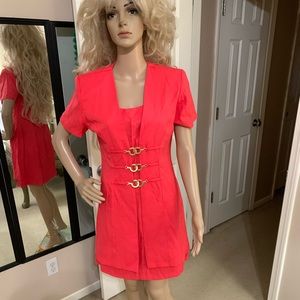 Vintage Scarlett Size 7/8 Coral Gold Chain Suit